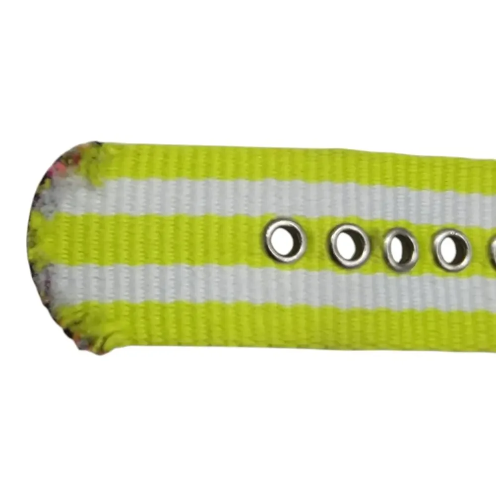 Crayo Carnival Watch Lime Green White Striped Nylon Strap Date Sunray Dial